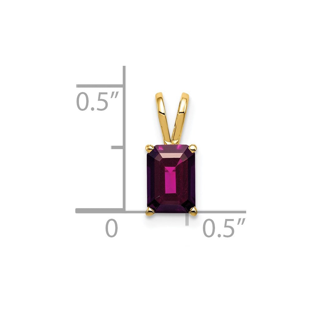 14k 7x5mm Emerald-cut Rhodolite Garnet Pendant
