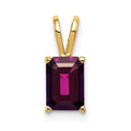 14k 7x5mm Emerald-cut Rhodolite Garnet Pendant