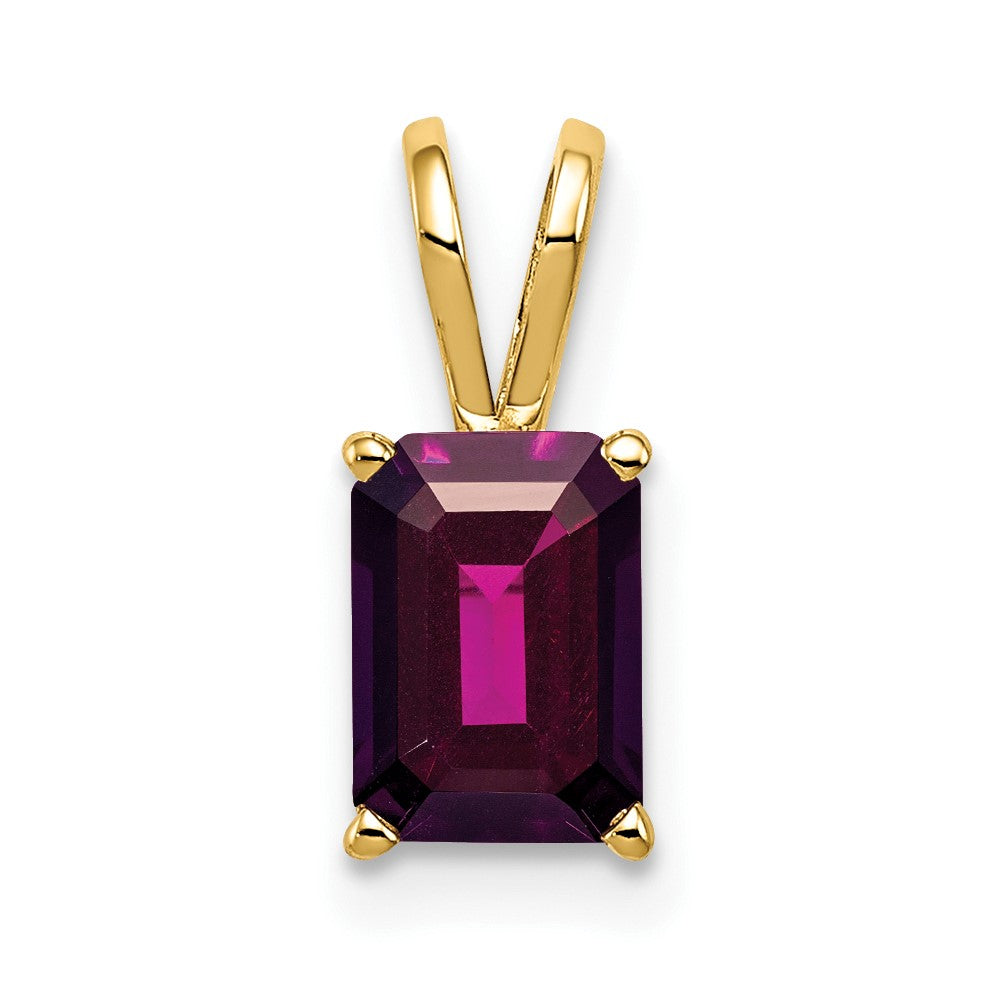 14k 7x5mm Emerald-cut Rhodolite Garnet Pendant