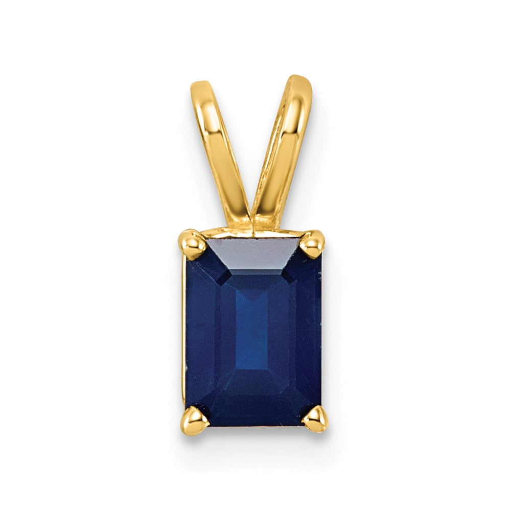 14k 7x5mm Emerald-cut Sapphire Pendant
