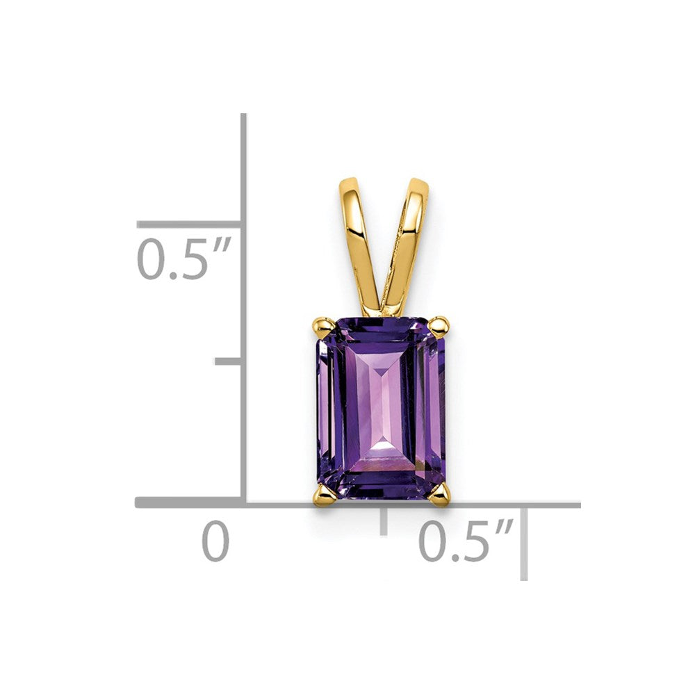 14k 8x6mm Emerald-cut Amethyst Pendant
