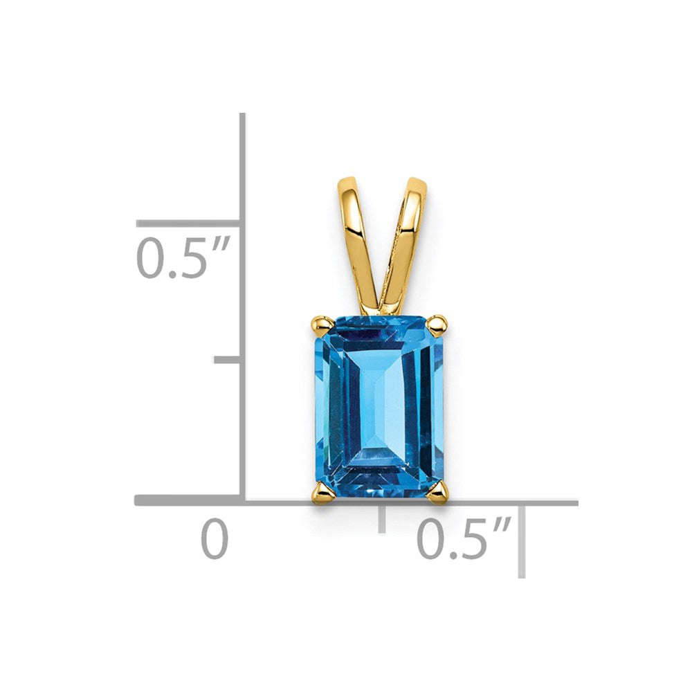 14k 8x6mm Emerald-cut Blue Topaz Pendant