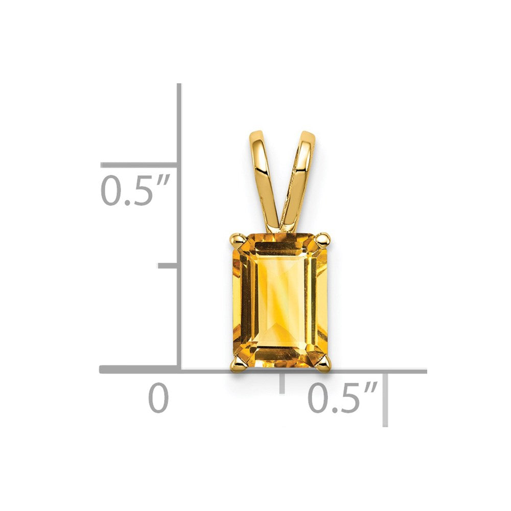 14k 8x6mm Emerald-cut Citrine Pendant