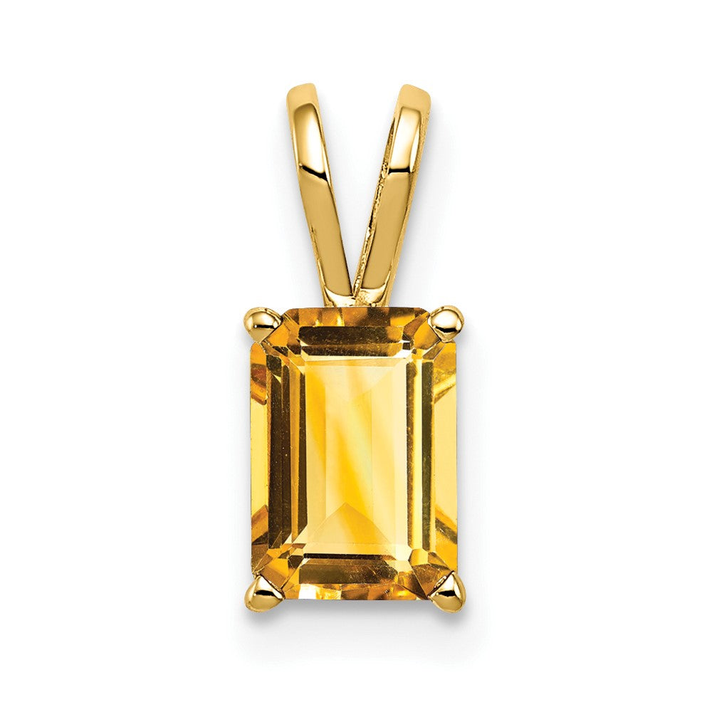 14k 8x6mm Emerald-cut Citrine Pendant