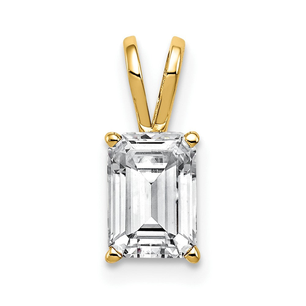 14k 8x6mm Emerald-cut Cubic Zirconia Pendant