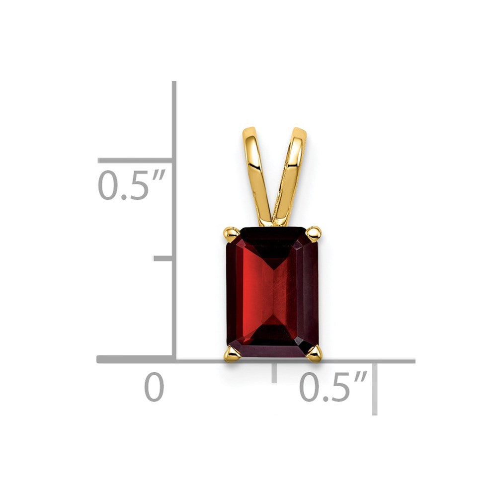 14k 8x6mm Emerald-cut Garnet Pendant