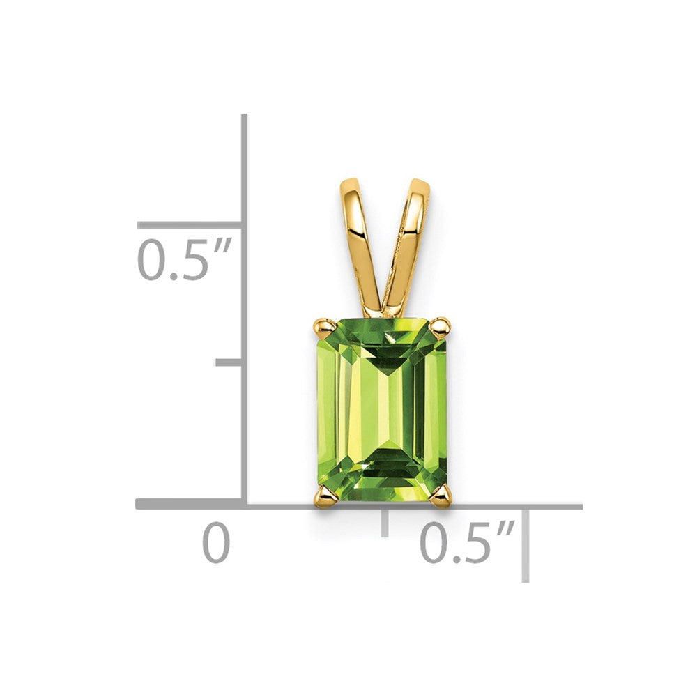 14k 8x6mm Emerald-cut Peridot Pendant