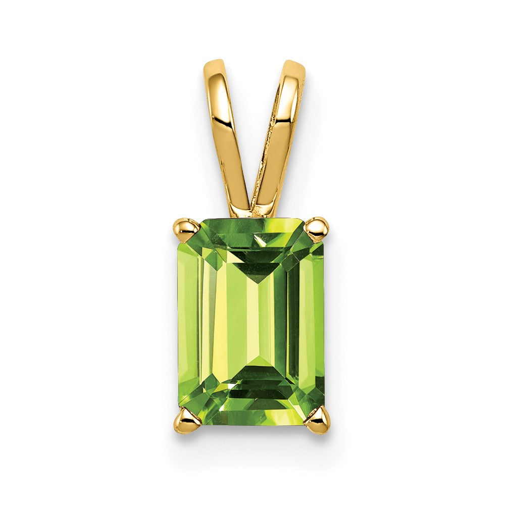 14k 8x6mm Emerald-cut Peridot Pendant
