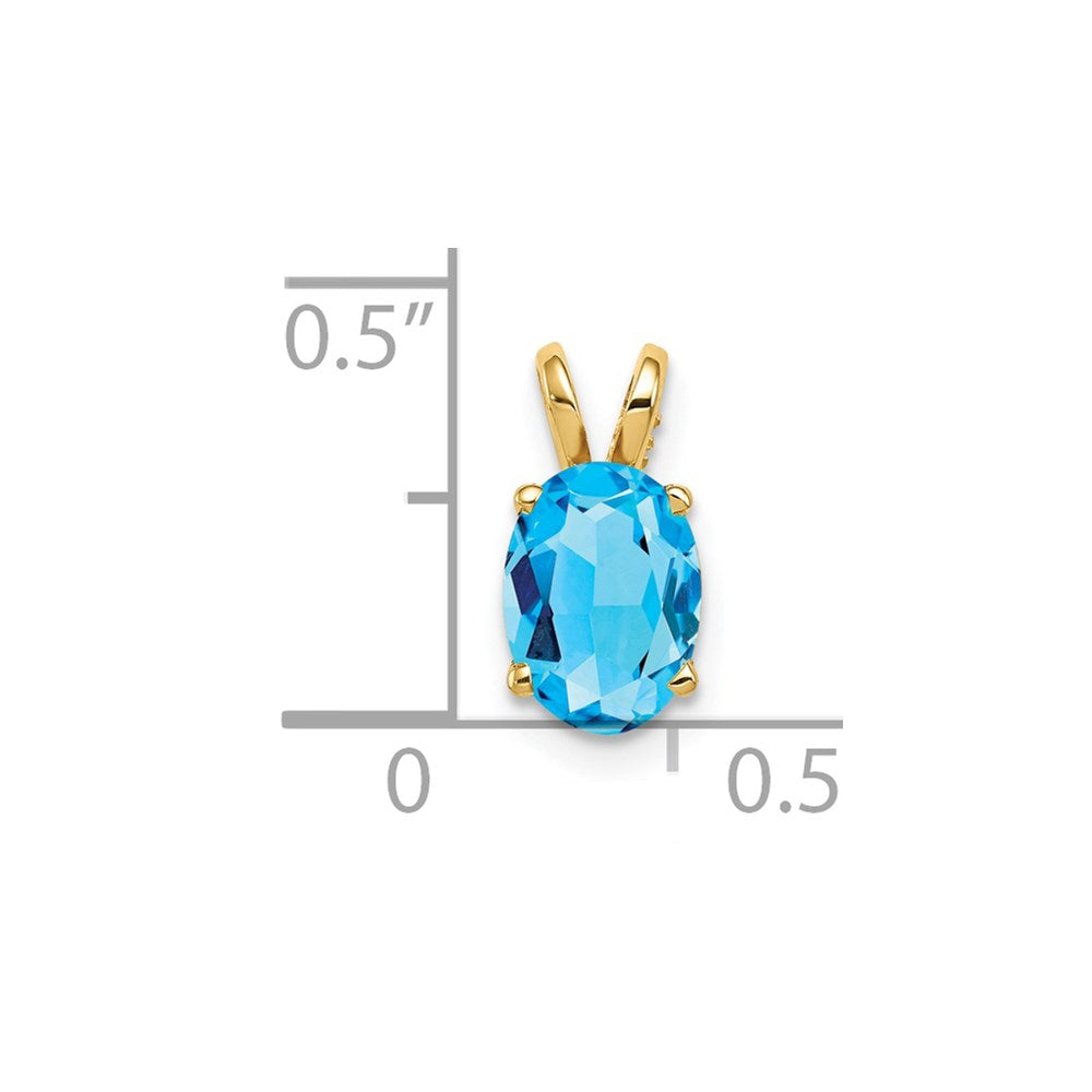 14k 8x6mm Oval Blue Topaz Pendant