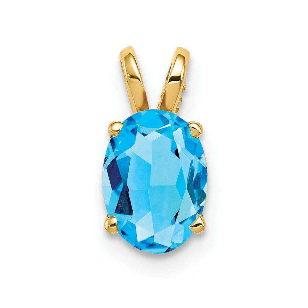 14k 8x6mm Oval Blue Topaz Pendant