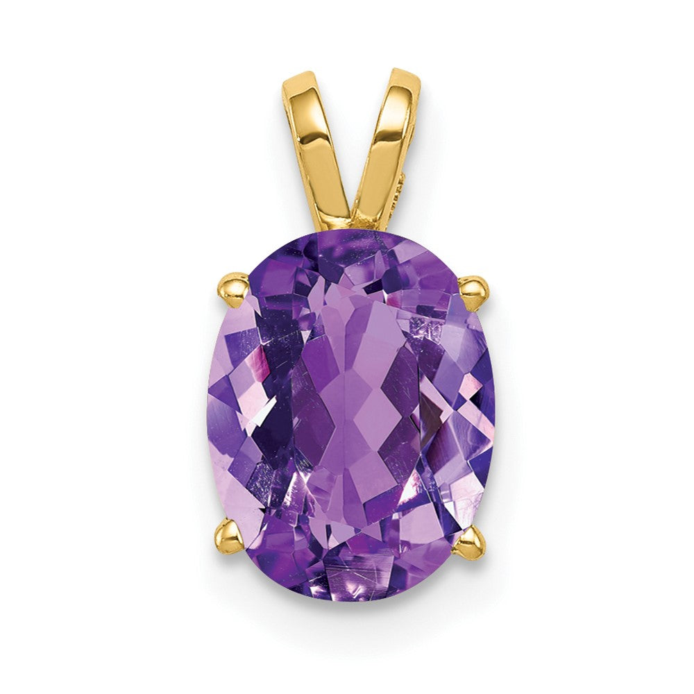 14k 9x7mm Oval Amethyst Pendant