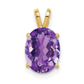 14k 9x7mm Oval Amethyst Pendant