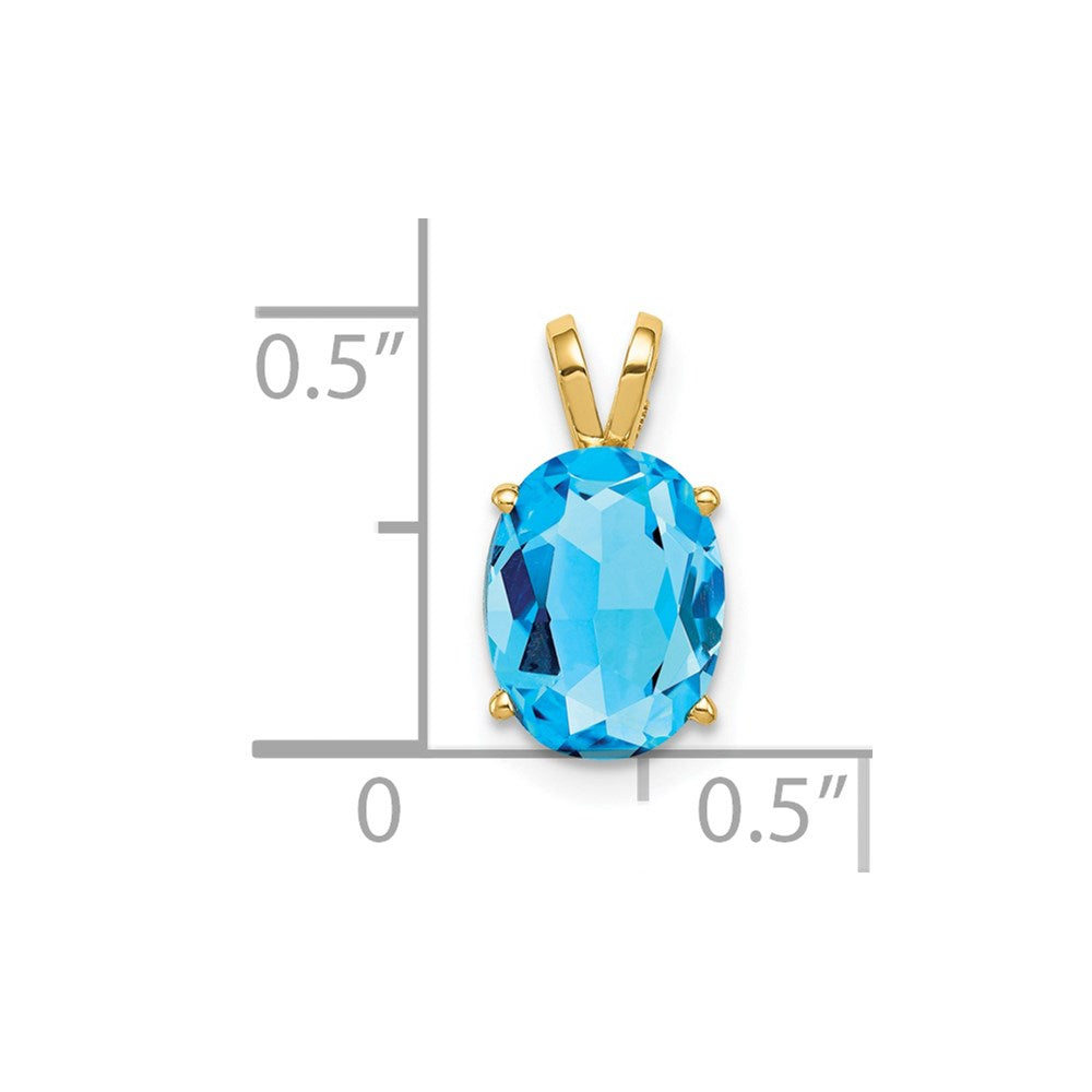 14k 9x7mm Oval Blue Topaz Pendant