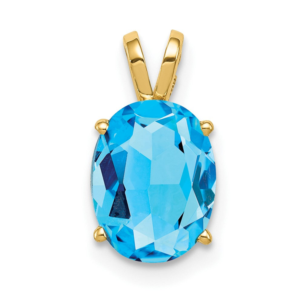 14k 9x7mm Oval Blue Topaz Pendant