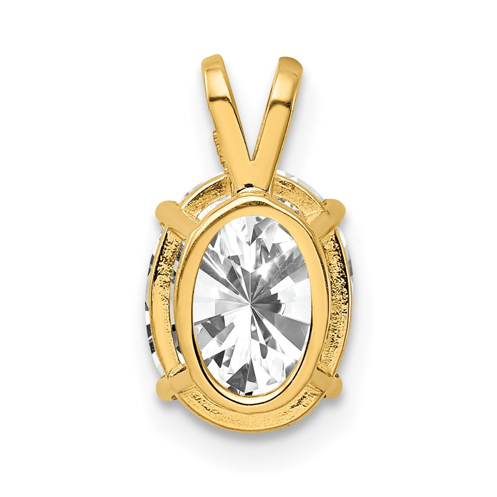 14k 9x7mm Oval Cubic Zirconia Pendant
