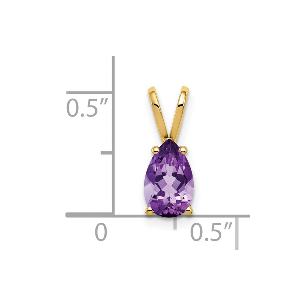 14k 8x5mm Pear Amethyst Pendant