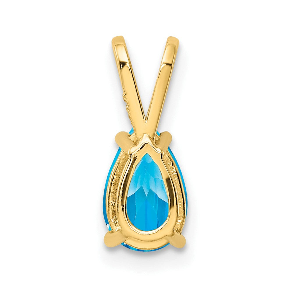 14k 8x5mm Pear Blue Topaz Pendant