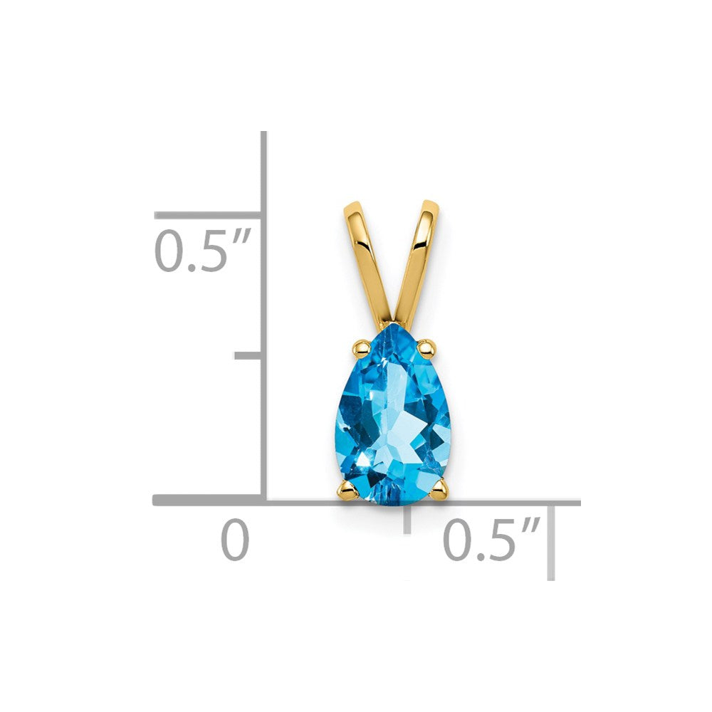 14k 8x5mm Pear Blue Topaz Pendant