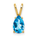 14k 8x5mm Pear Blue Topaz Pendant