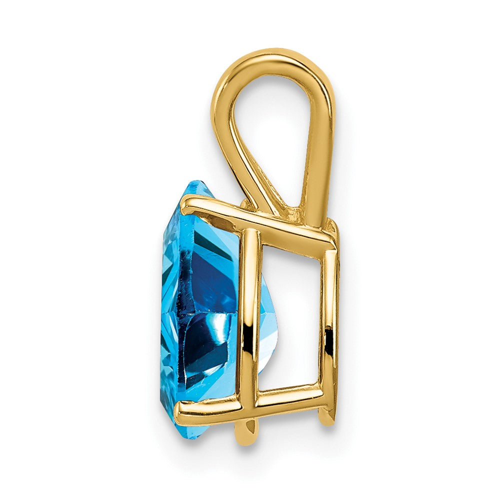 14k 9x6mm Pear Blue Topaz Pendant
