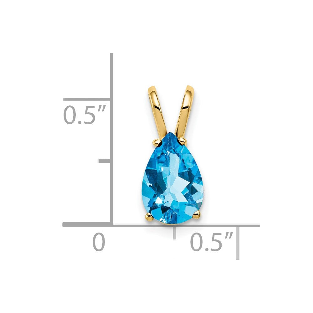 14k 9x6mm Pear Blue Topaz Pendant