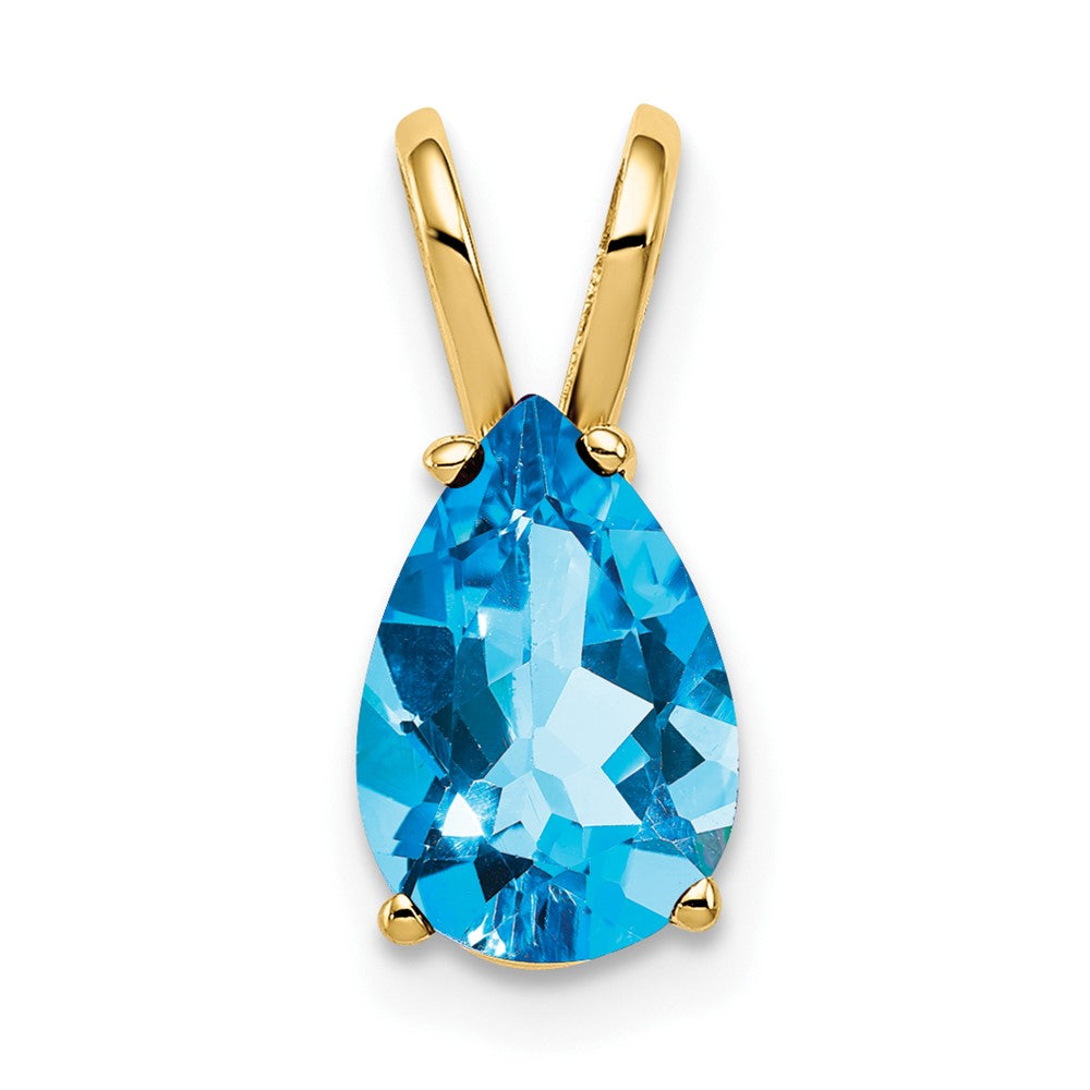 14k 9x6mm Pear Blue Topaz Pendant
