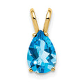 14k 9x6mm Pear Blue Topaz Pendant