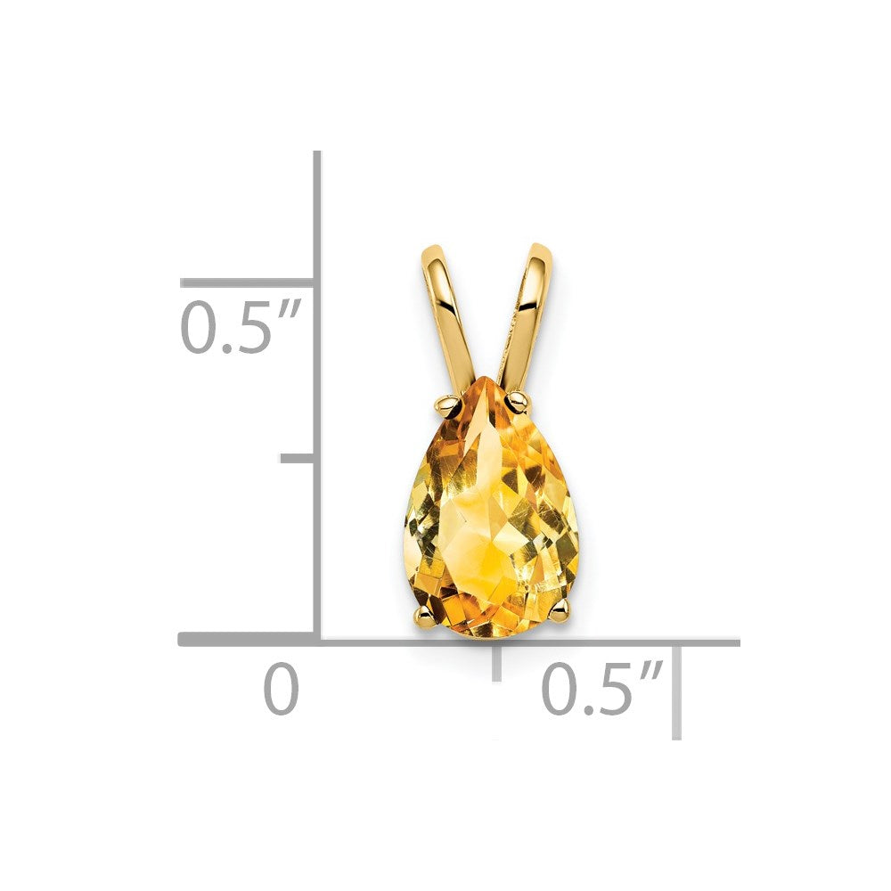 14k 9x6mm Pear Citrine Pendant