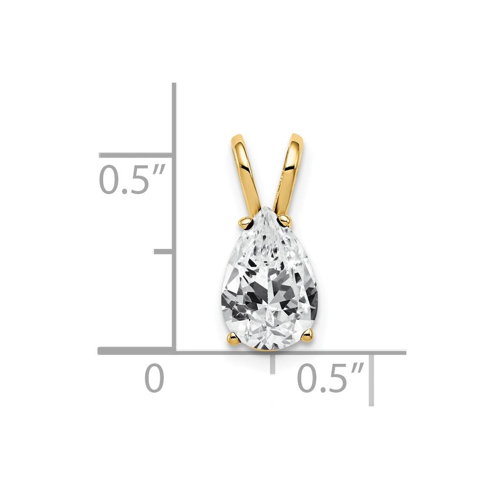 14k 9x6mm Pear Cubic Zirconia Pendant