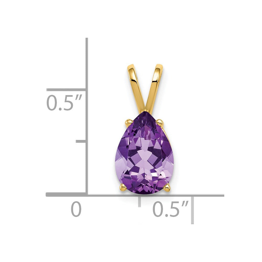 14k 10x7mm Pear Amethyst Pendant