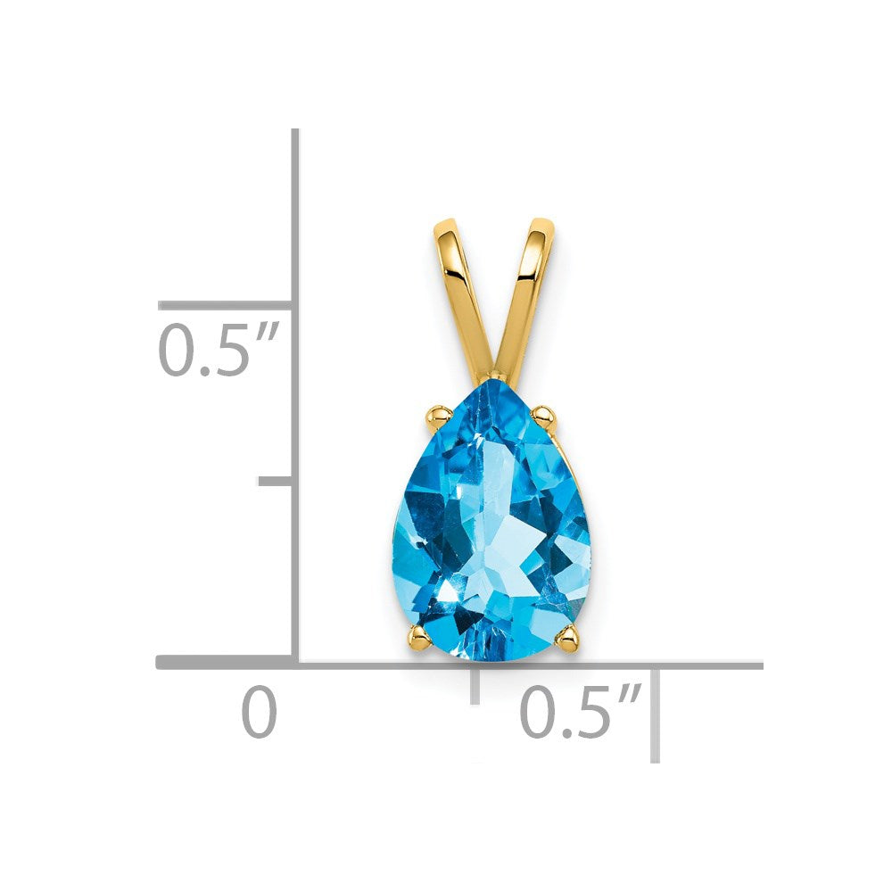 14k 10x7mm Pear Blue Topaz Pendant