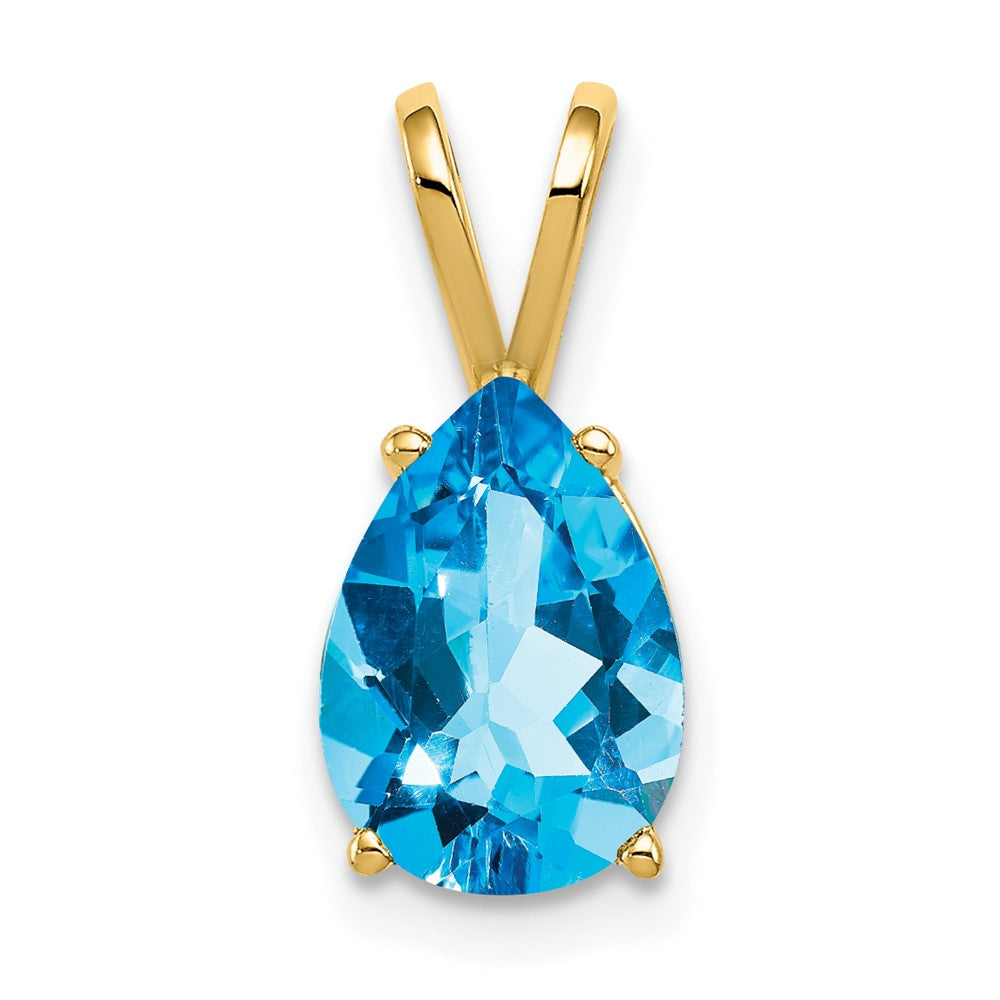 14k 10x7mm Pear Blue Topaz Pendant