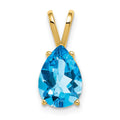 14k 10x7mm Pear Blue Topaz Pendant