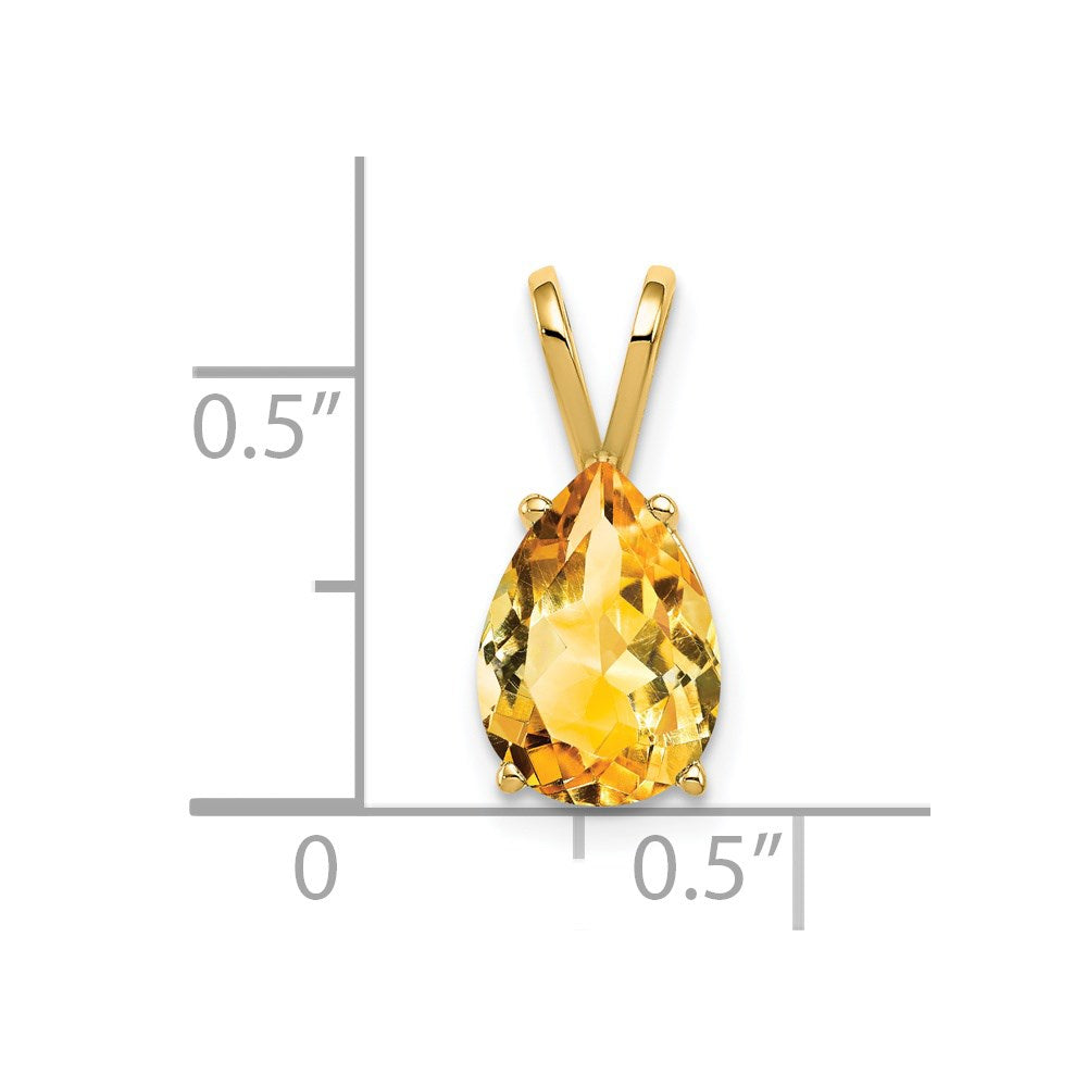 14k 10x7mm Pear Citrine Pendant