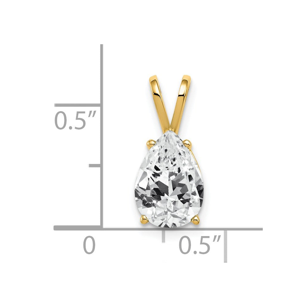 14k 10x7mm Pear Cubic Zirconia Pendant
