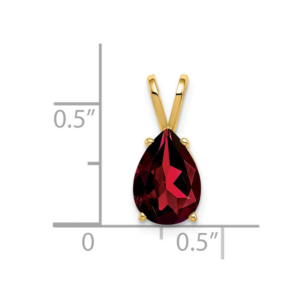 14k 10x7mm Pear Garnet Pendant