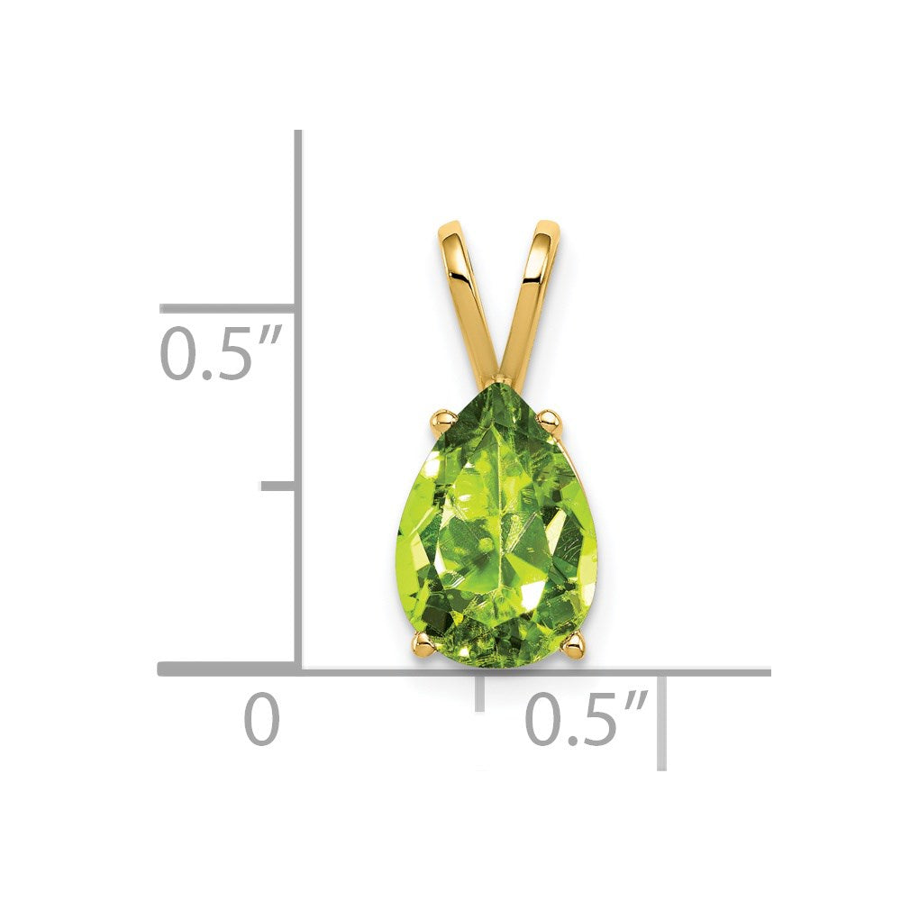 14k 10x7mm Pear Peridot Pendant
