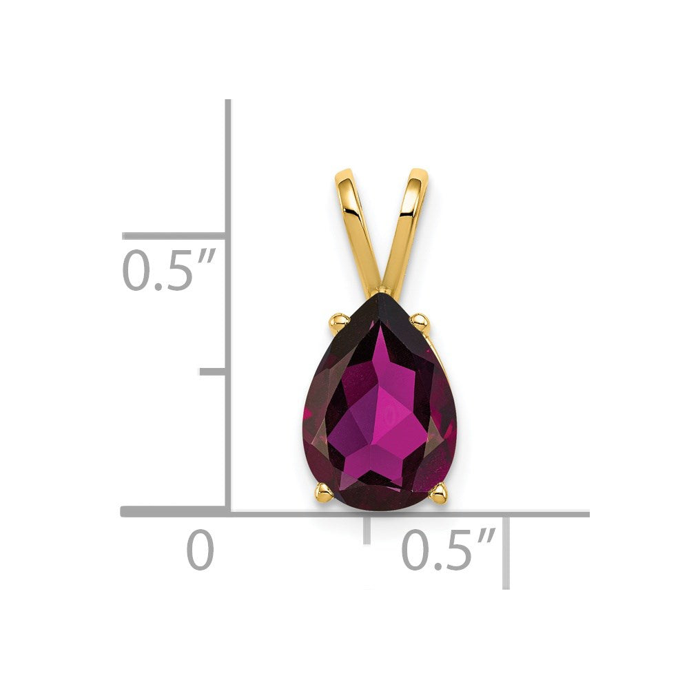 14k 10x7mm Pear Rhodolite Garnet Pendant