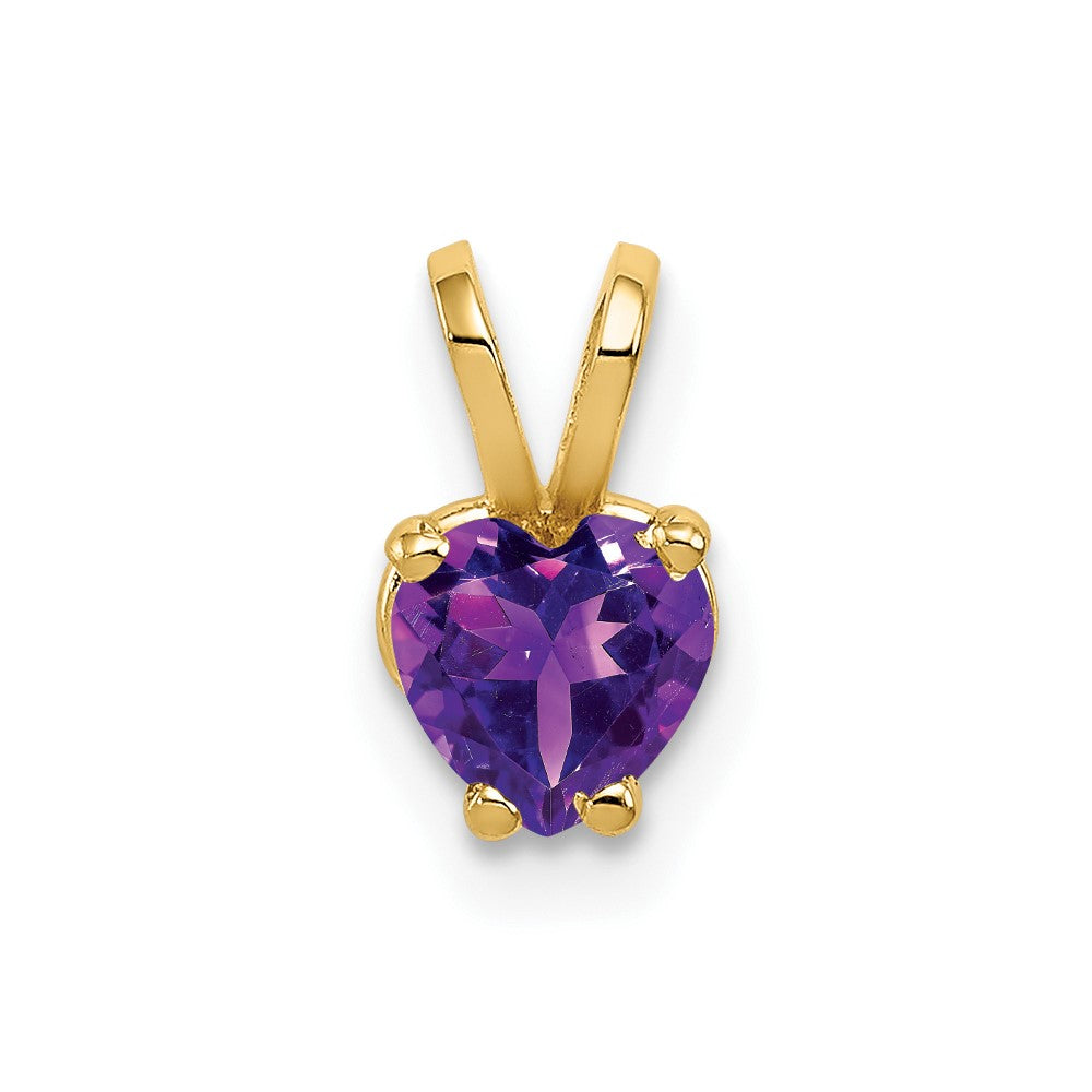 14k 5mm Heart Amethyst Pendant