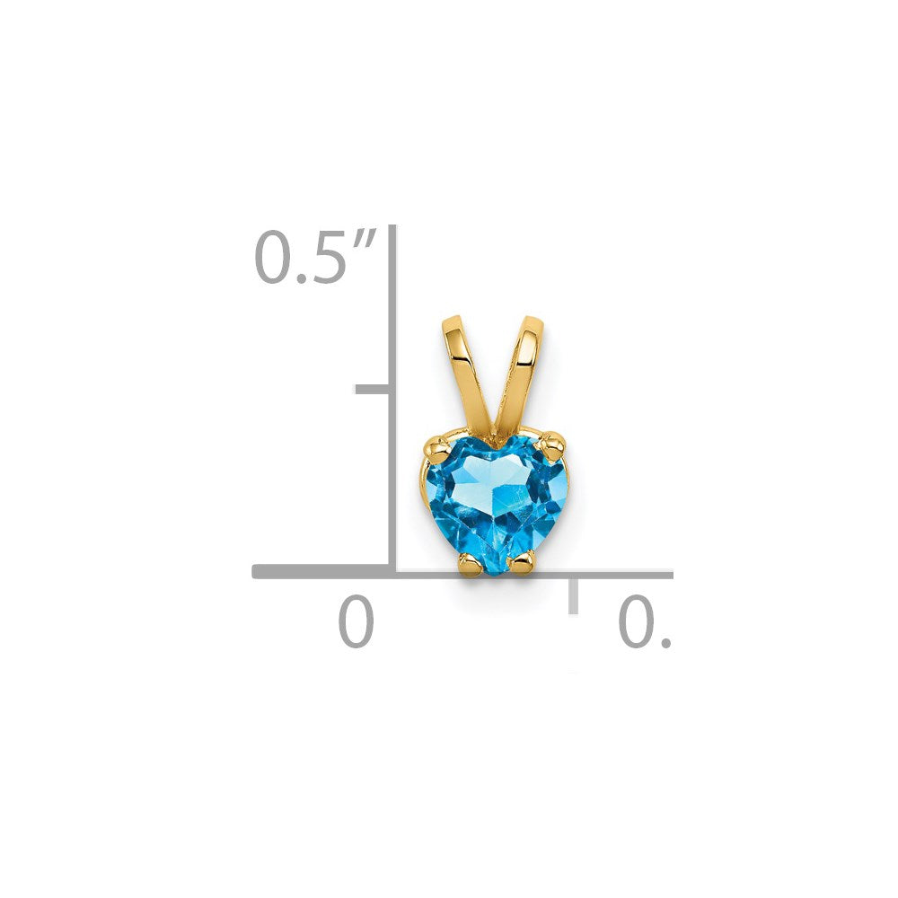 14k 5mm Heart Blue Topaz Pendant