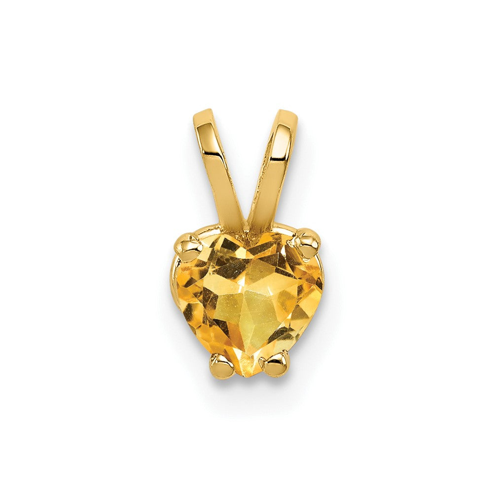 14k 5mm Heart Citrine Pendant
