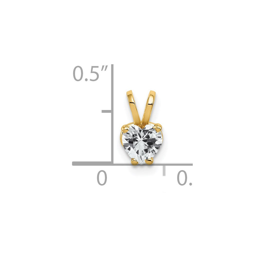 14k 5mm Heart Cubic Zirconia Pendant