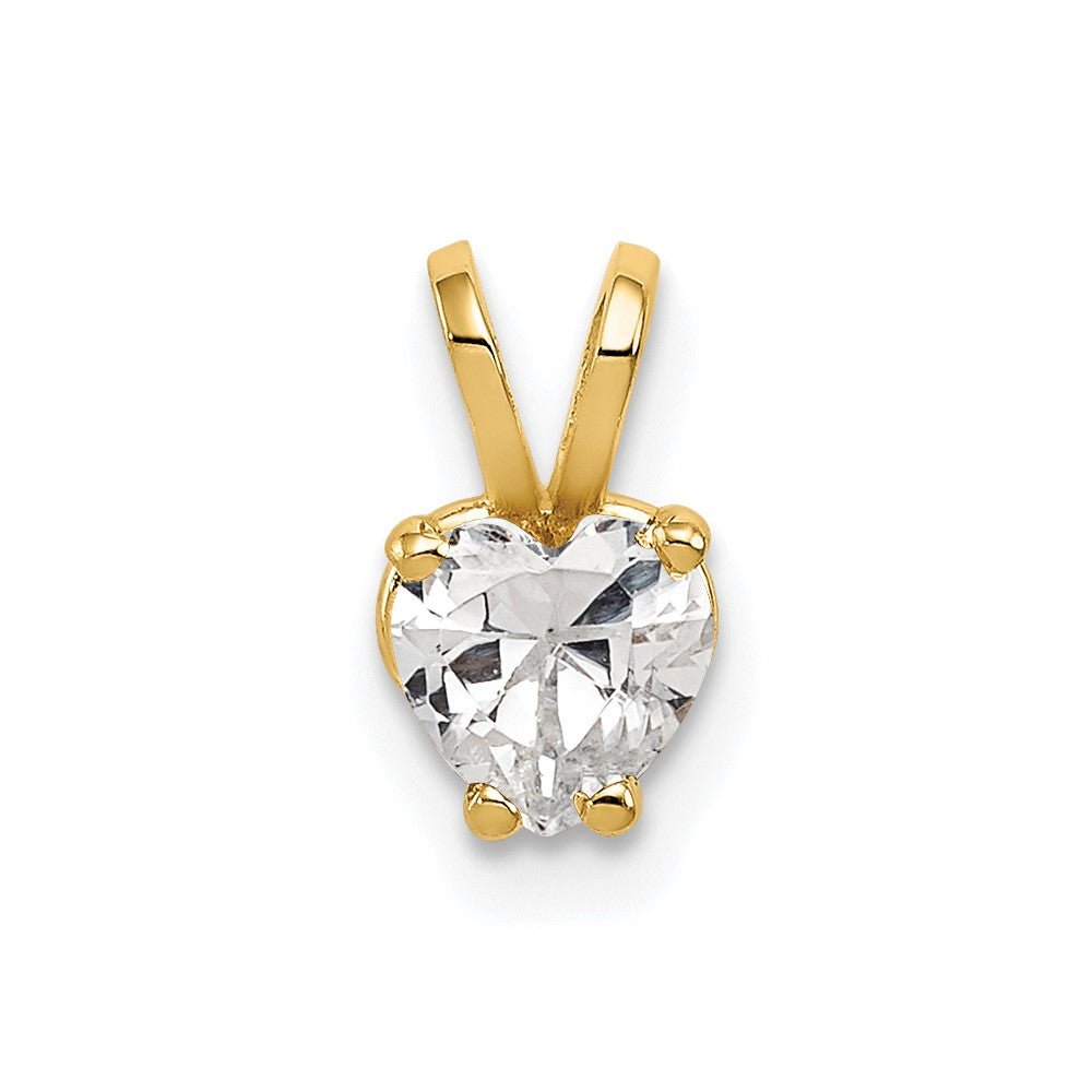 14k 5mm Heart Cubic Zirconia Pendant