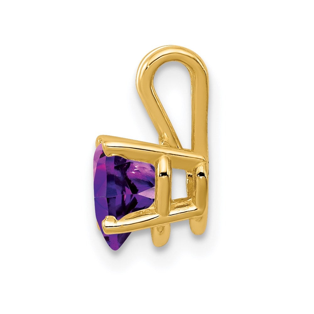 14k 6mm Heart Amethyst Pendant