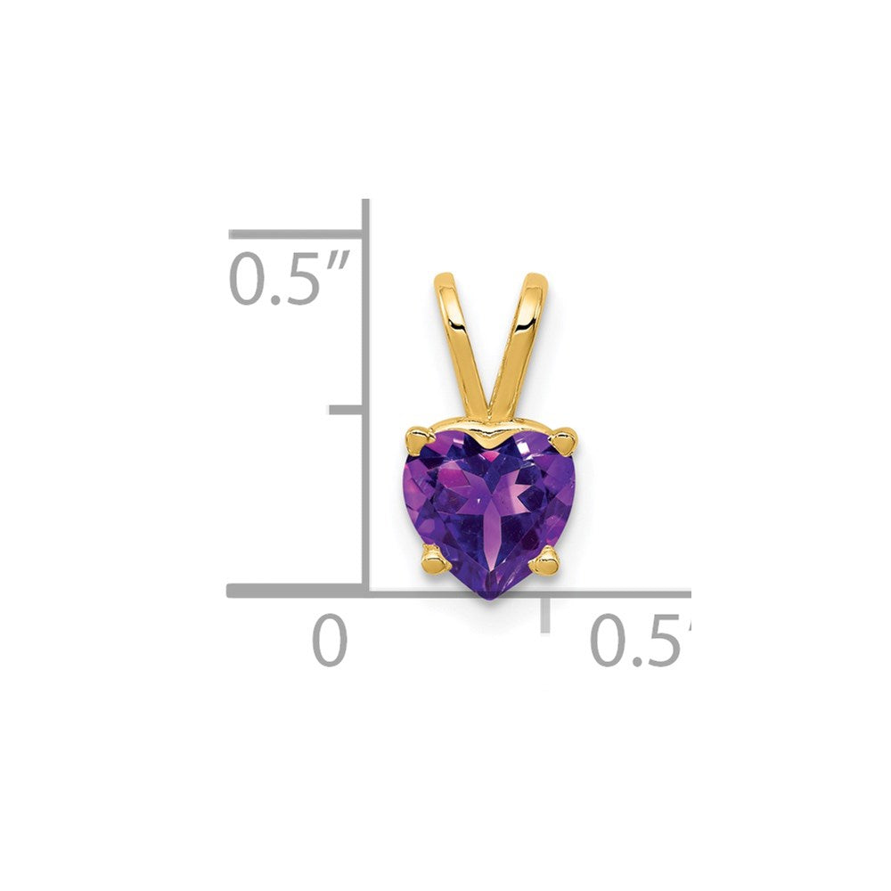 14k 6mm Heart Amethyst Pendant