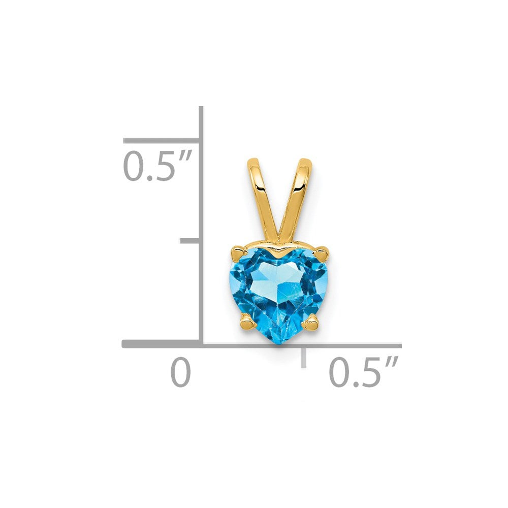 14k 6mm Heart Blue Topaz Pendant