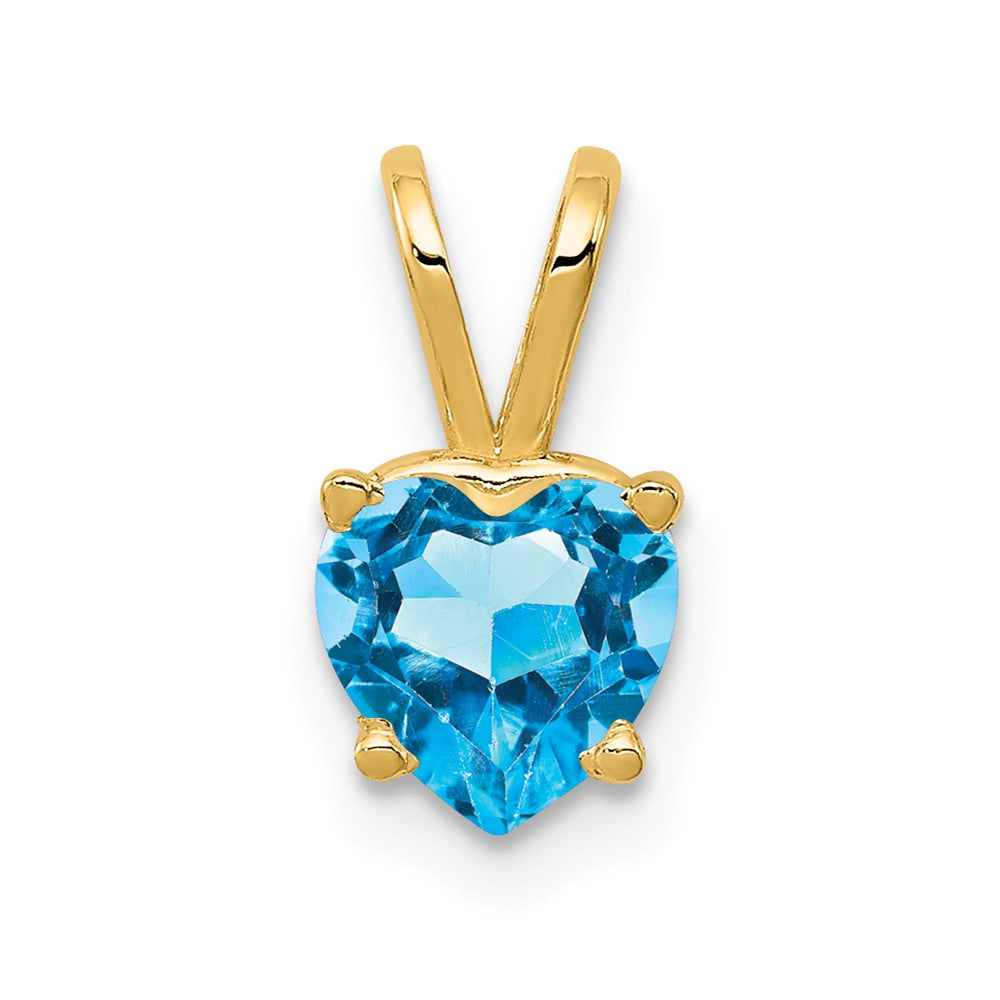 14k 6mm Heart Blue Topaz Pendant