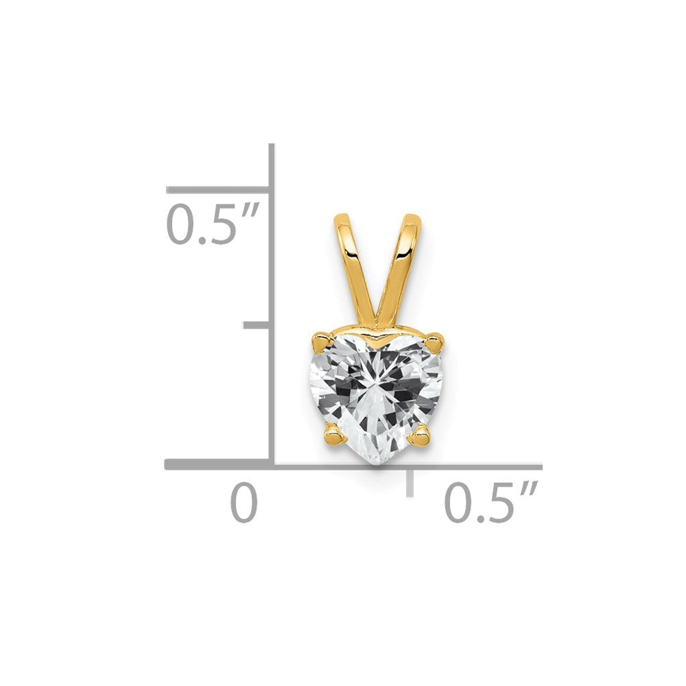 14k 6mm Heart Cubic Zirconia Pendant