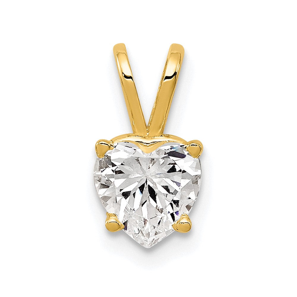 14k 6mm Heart Cubic Zirconia Pendant