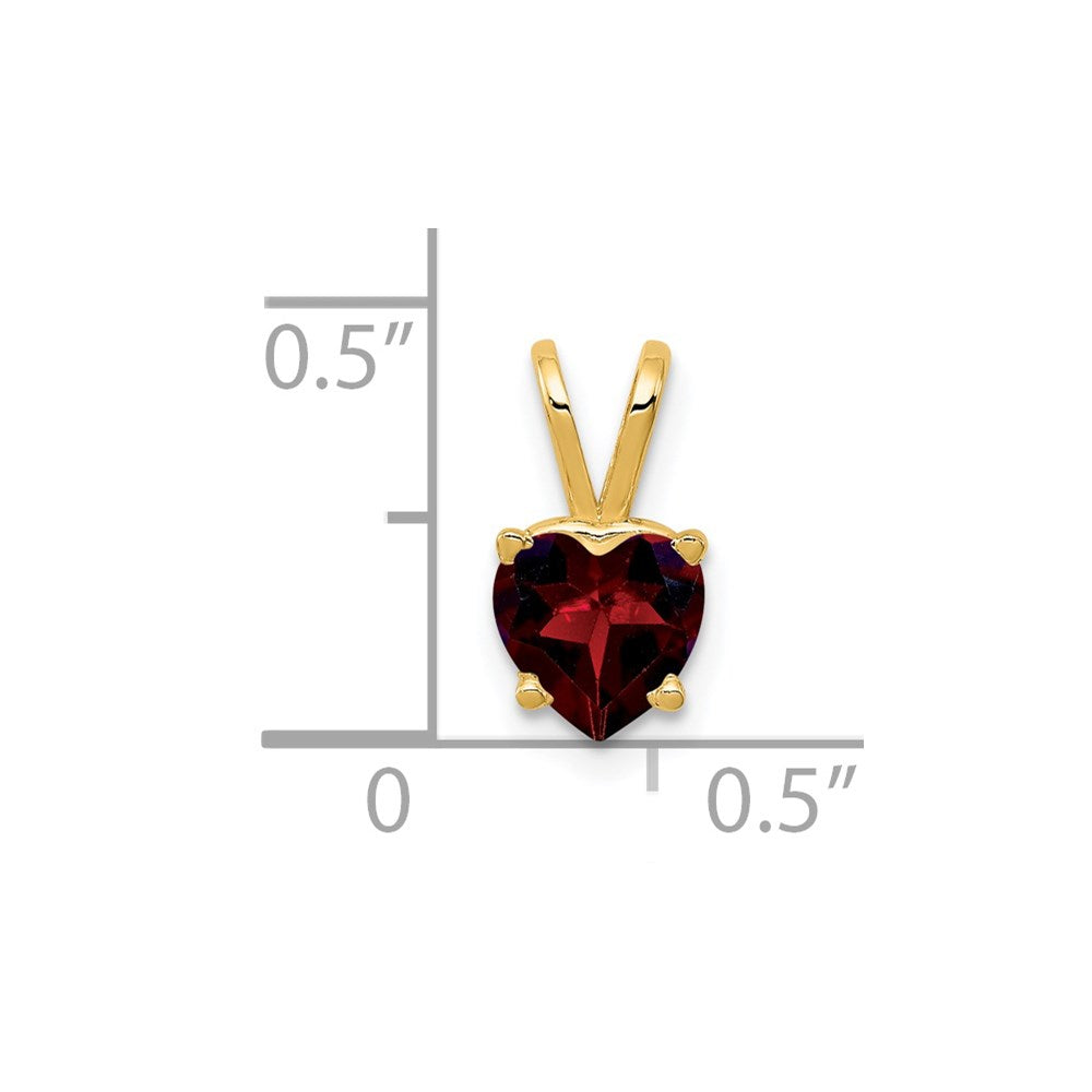 14k 6mm Heart Garnet Pendant